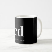 Name der Schwarz-weißen Monogramm-Initialen fett Kaffeetasse (VorderseiteRechts)
