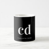 Name der Schwarz-weißen Monogramm-Initialen fett Kaffeetasse (Mittel)