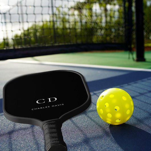 Name der Schwarz-weißen Monogramm-Initialen Pickleball Schläger