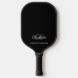 Name der Schwarz-weißen Monogramm-Initialen Pickleball Schläger