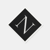 Name der Schwarz-weißen Monogramm-Initialen Serviette (Ecke)
