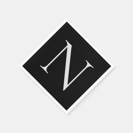 Name der Schwarz-weißen Monogramm-Initialen Serviette (Ecke)