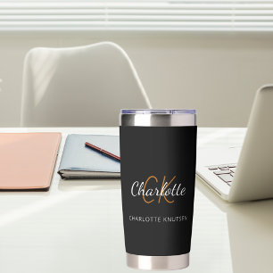 Name der Schwarz-weißen Monogramm-Initialen Thermobecher