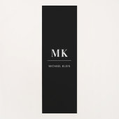 Name der Schwarz-weißen Monogramm-Initialen Yogamatte (Vorderseite)