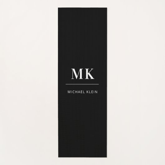 Name der Schwarz-weißen Monogramm-Initialen Yogamatte (Vorderseite)