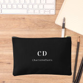 Name der Schwarz-weißen Monogramm-Initialen Zubehörtasche