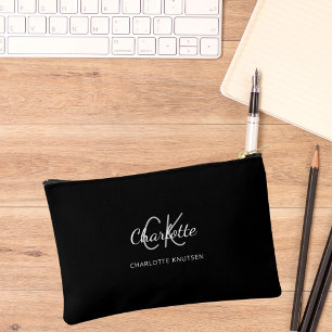 Name der Schwarz-weißen Monogramm-Initialen Zubehörtasche