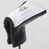 Name der Schwarz-weißen Monogrammbuchstaben Golf Headcover (3/4 Vorderseite)