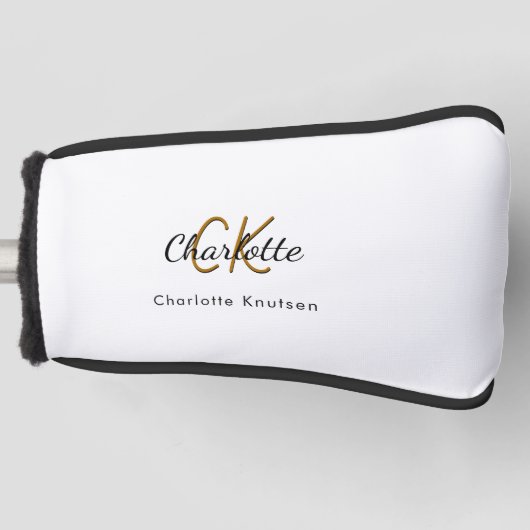 Name der Schwarz-weißen Monogrammbuchstaben Golf Headcover (Vorderseite)