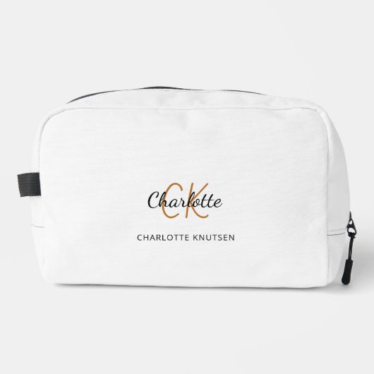 Name der Schwarz-weißen Monogrammbuchstaben Waschbeutel (Vorderseite)