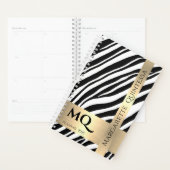 Name der Schwarz-weißen Zebra-Skin-Gold-Monogramm- Planer (Anzeige)