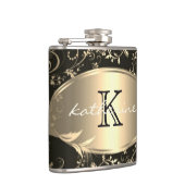 Name der Schwarzen Blume Monogramm Personalisiert Flachmann (Rechts)