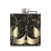 Name der Schwarzen Blume Monogramm Personalisiert Flachmann (Rückseite)