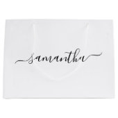 Name der schwarzen, eleganten Skriptsignatur Große Geschenktüte (Vorderseite)