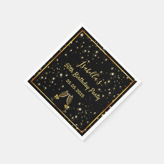 Name der schwarzen Goldblase monogram Serviette (Ecke)