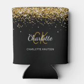 Name der schwarzen goldenen Monogramm Geburtstag Dosenkühler (Rückseite)