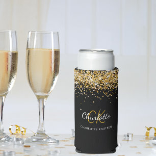 Name der schwarzen goldenen Monogramm Geburtstag Selters Dosenkühler