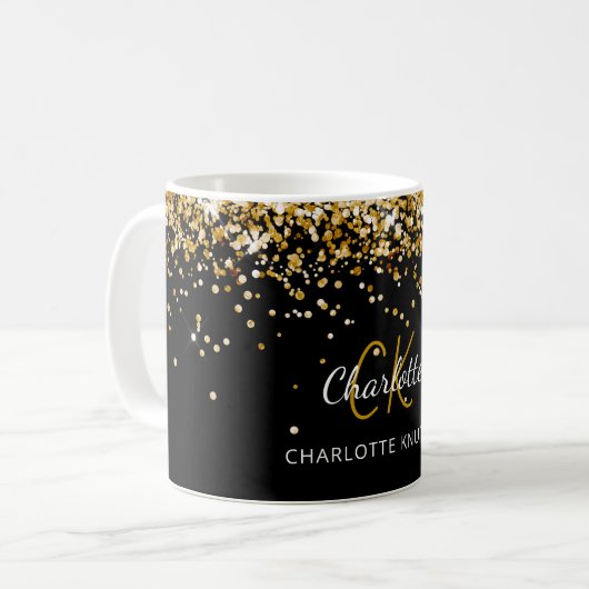 Name der schwarzen Goldmonogramm Kaffeetasse (Vorderseite Links)