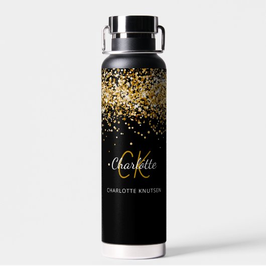 Name der schwarzen Goldmonogramm Trinkflasche (Rückseite)