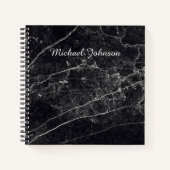Name der Schwarzen Marmortextur Monogram Notizblock (Vorderseite)