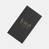 Name der schwarzen und goldfarbenen Monogrammfamil Serviette (Ecke)