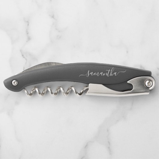 Name der schwarzen und weißen, eleganten Skriptbez Kellnermesser (Rückseite)