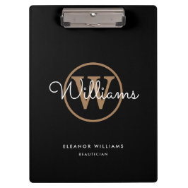 Name der schwarzen, weißen Skriptmonogramm Klemmbrett