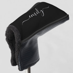 Name der Schwarzweißschrift mit dem weißen Monogra Golf Headcover