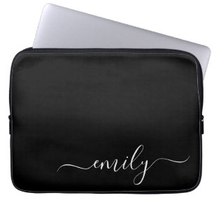Name der Schwarzweißschrift mit dem weißen Monogra Laptopschutzhülle