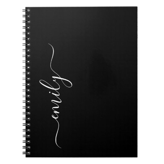 Name der Schwarzweißschrift mit dem weißen Monogra Notizblock (Vorderseite)