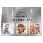 Name der Silberne Foto-Collage Große Geschenktüte (Vorderseite)