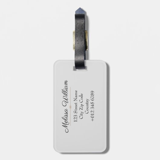 Name der Silver Gold Monogram Gepäckanhänger (Rückseite vertikal)