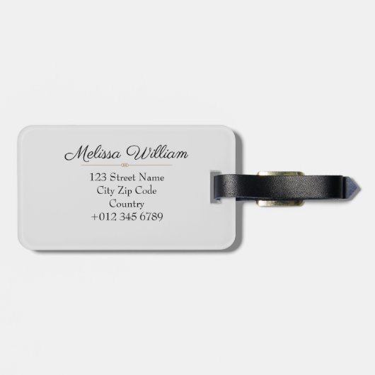 Name der Silver Gold Monogram Gepäckanhänger (Rückseite horizontal)