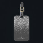 Name der Silver Gray Girly Glitzer Sparkle Monogra Gepäckanhänger<br><div class="desc">Silber und Karkohle Grau (Grau),  Sparkle Glitzer Monogram Name und Initial Pillow. Das Gepäcksack-Anhänger macht den perfekten 16 Geburtstag,  Hochzeit,  Brautparty,  Babydusche oder Junggeselinnen-Abschied Geschenk für jemanden,  der sein Zimmer stilvoll dekoriert.</div>