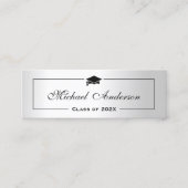 Name der Silver Metallic Look Abschluss-Karte Telefonnummerkarte (Vorderseite)