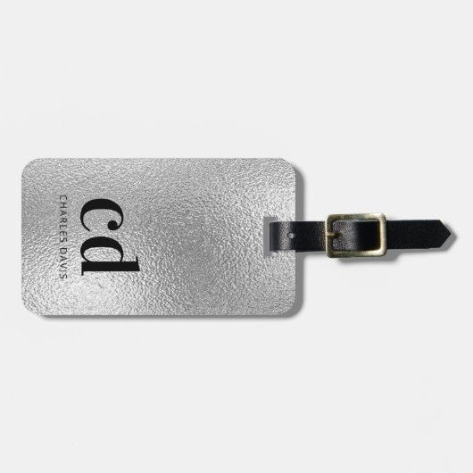 Name der Silver Monogram-Initialen Gepäckanhänger (Vorderseite horizontal)