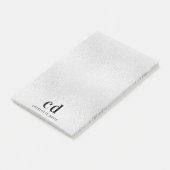 Name der Silver Monogram-Initialen Post-it Klebezettel (angewinkelt)
