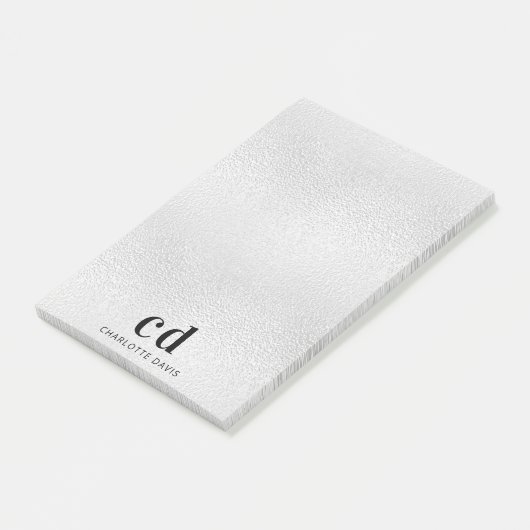 Name der Silver Monogram-Initialen Post-it Klebezettel (angewinkelt)