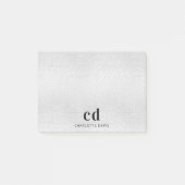 Name der Silver Monogram-Initialen Post-it Klebezettel (Vorderseite)