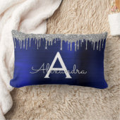 Name der Silver Navy Blue Glitzer Monogram Lendenkissen (Decke)