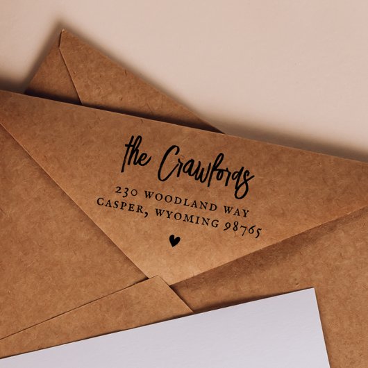 Name der Skriptfamilie Elegante Herz-Rücksendeadre Gummistempel