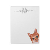 Name der Sneaky Cat Watercolor Monogram Notizblock (Rotiert)