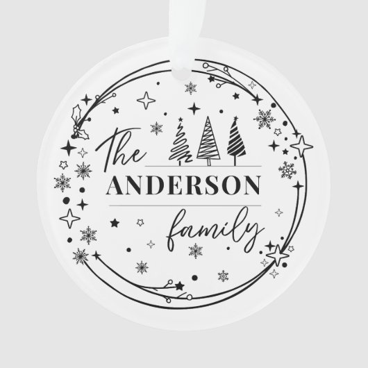 Name der Snowflake-Familie Ornament (Vorderseite)
