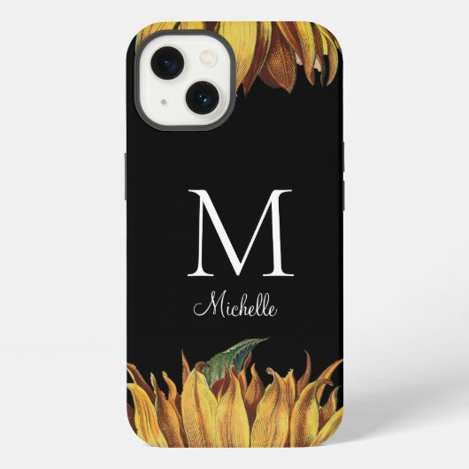 Name der Sonnenblume Monogramm iPhone Hülle (Rückseite)