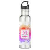 Name der Sonnenblume Monogramm Personalisiert Edelstahlflasche (Vorderseite)