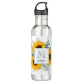 Name der Sonnenblume Monogramm Personalisiert Edelstahlflasche (Vorderseite)