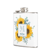 Name der Sonnenblume Monogramm Personalisiert Flachmann (Links)