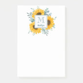 Name der Sonnenblume Monogramm Personalisiert Flor Post-it Klebezettel (Vorderseite)