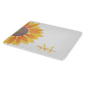 Name der Sonnenblume Monogramm Schneidebrett (Ecke)