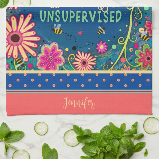 Name der sonnigen, unbeaufsichtigten Bienenblume Geschirrtuch (Gefaltet)